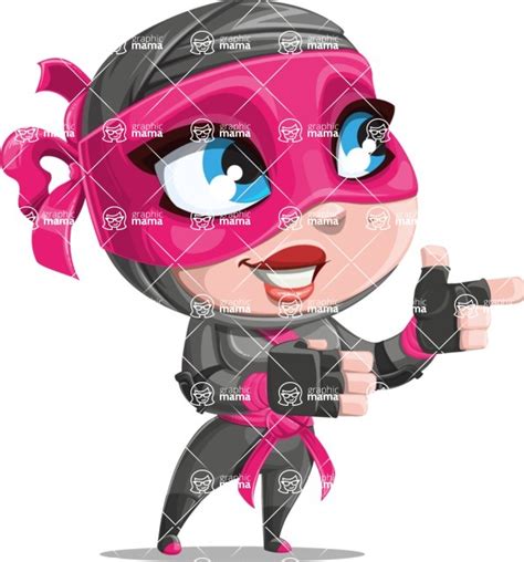 Cute Ninja Girl Cartoon Vector Character Aka Hiroka Point 2 Graphicmama