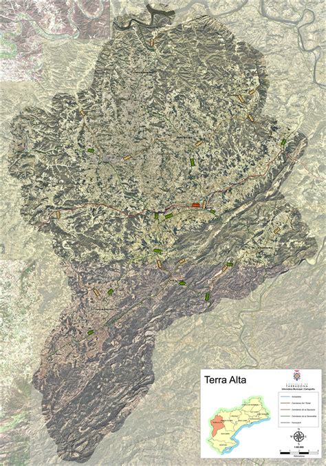 Maps Of Satellite And Road Map Of The Comarca Of Terra Alta Mapa Owje