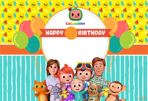 Xq0102 Children Happy Birthday Cocomelon Party Custom Photo Studio
