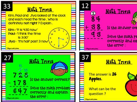 Free Sample Math Talk Flash Cards Teaching Resources
