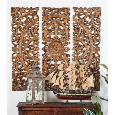 3 Piece Lincoln Wall Décor Set Carved Wall Decor Wood Panel Wall