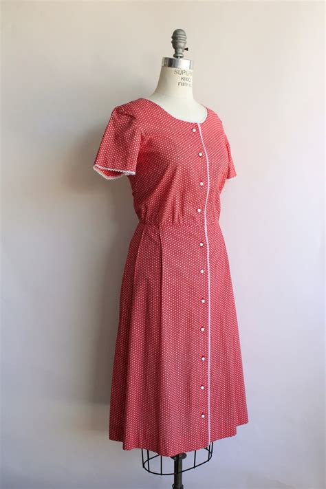 Vintage 1950s Red Calico Floral Dress Toadstool Farm Vintage