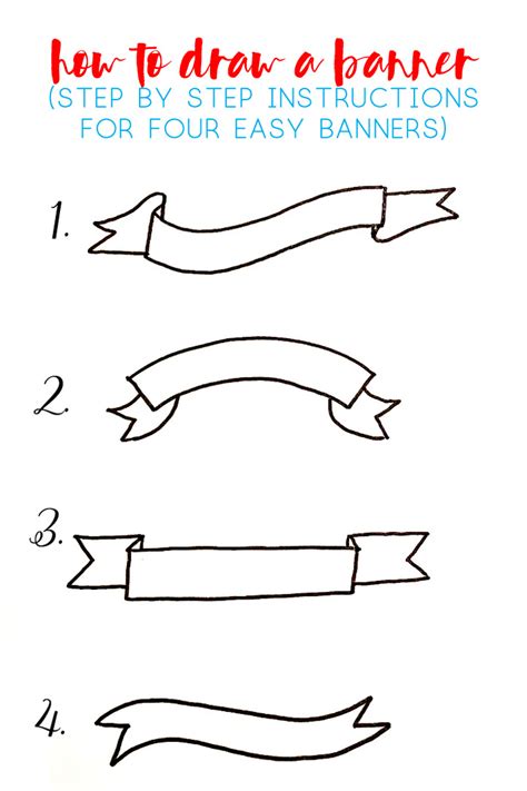 How To Draw A Banner Sharing Step By Step Instructions For Four Banners