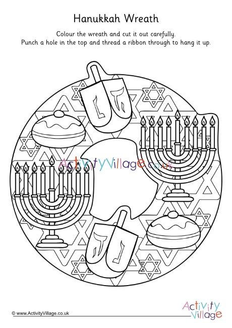 Hanukkah Wreath Colouring Page