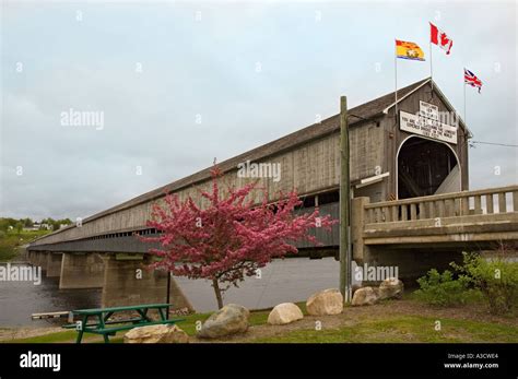 Canada New Brunswick Hartland Longest Covered Bridge In The World Stock