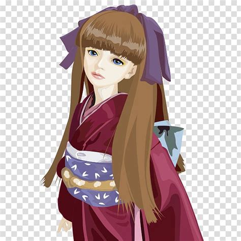 Japan Kimono Doll Cartoon Girl Transparent Background Png Clipart