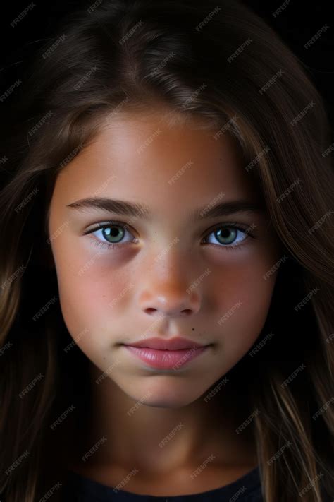 Premium Ai Image A Young Girl With Green Eyes And Brown Hair