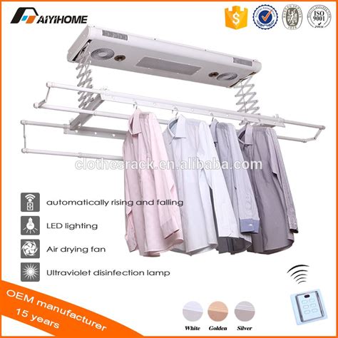 Allows washing to be dried high up and out of the way with independent rail adjustment. "Ceiling mounted electric clothes dryer with UV lights ...