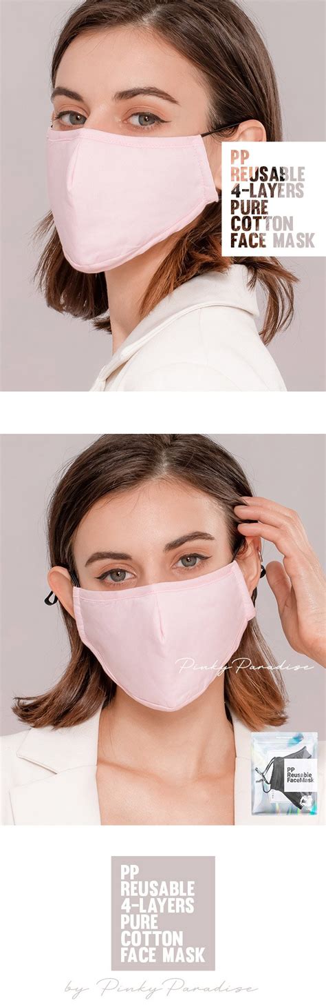 Pp Reusable 4 Layer Pure Cotton Face Mask Pink I Pinkyparadise