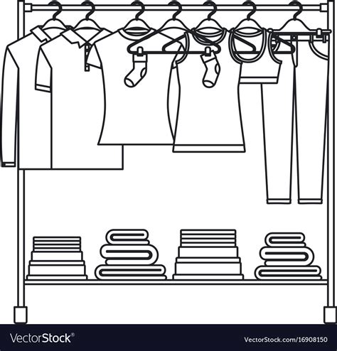 Download these amazing cliparts absolutely free and use these for creating your presentation, blog or website. Monochrome silhouette of clothes rack with t Vector Image