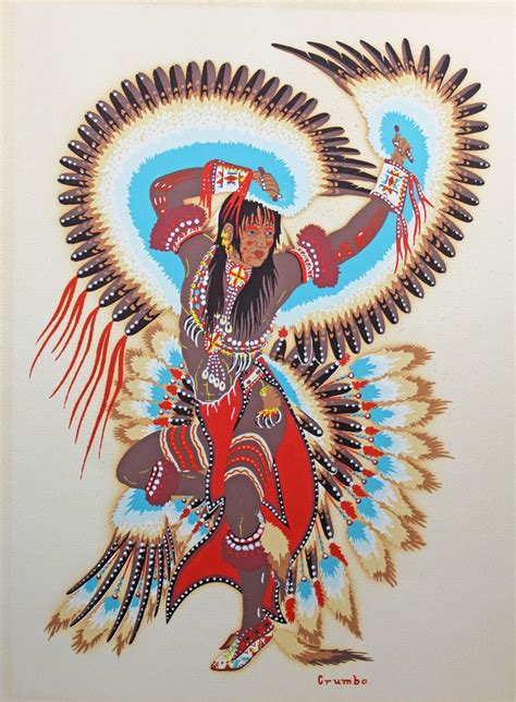 Vintage Silkscreen Eagle Dancer By Potawatomi Indian Woody Crumbo