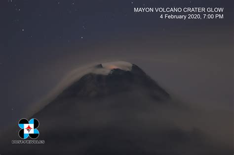 Look Mayon Volcano Crater Glow As It Stays Under Alert Level 2