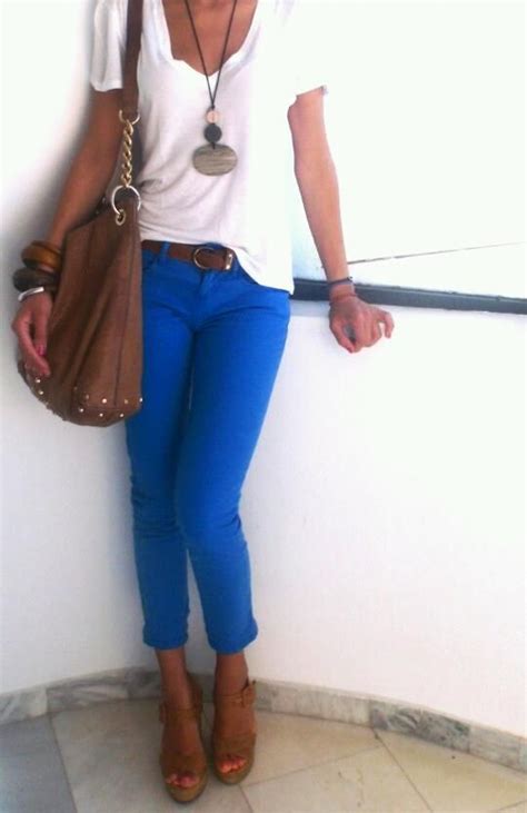 Fashion All About Color Skinny Jeans Fashion Outfits Cobalt Blue Pants