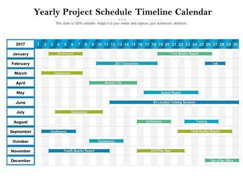Calendario Anual Del Cronograma Del Proyecto Gráficos De Presentación