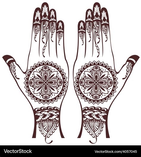 Hands With Henna Tattoos Royalty Free Vector Image