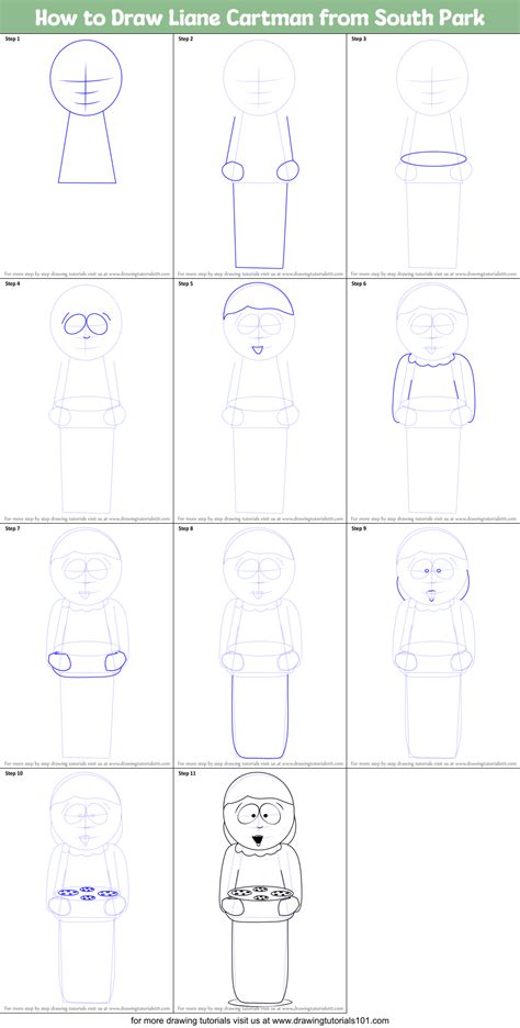 How To Draw Liane Cartman From South Park Printable Step By Step Drawing Sheet