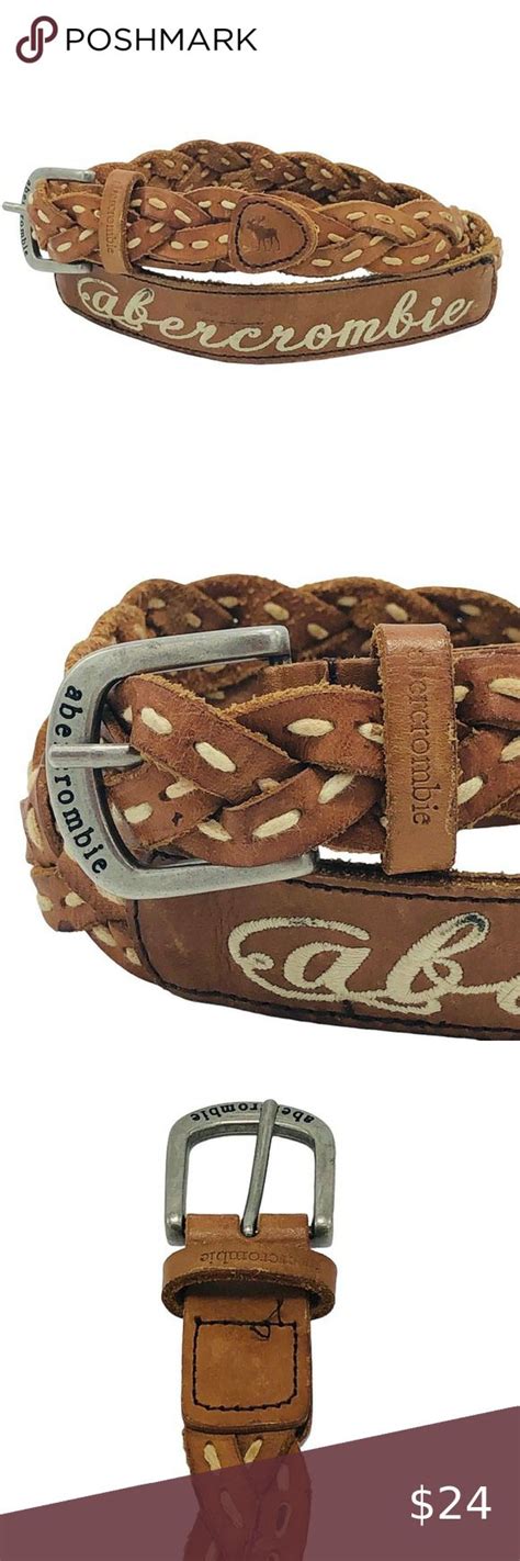 Abercrombie Fitch Embroidered Logo Braided Leather Belt L Xl Boho Festival Y2k Braided Leather