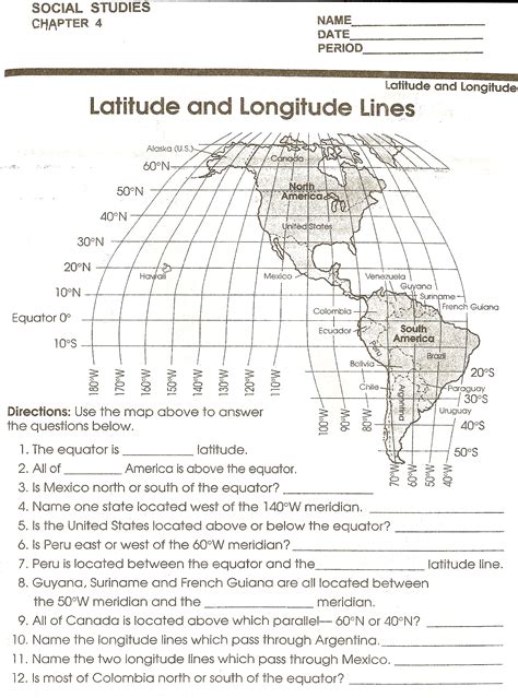 Latitude And Longitude Globe Practice Worksheets Using Latitude And