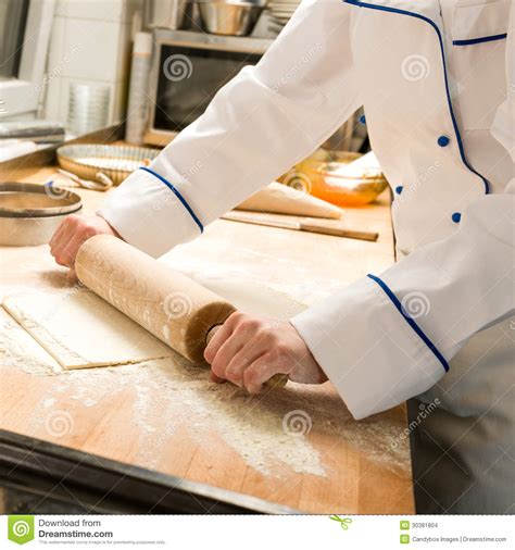 Cook Rolling Dough Kitchen With Rolling Pin Stock Photo Image Of