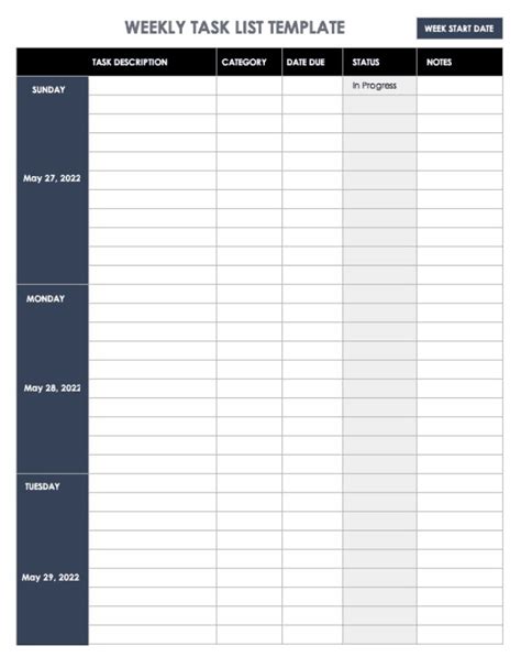Task List Template Free Word And Excel Templates
