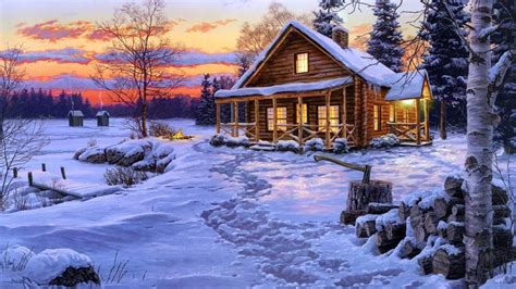 Winter Cabin Wallpaper for Desktop (57+ images)