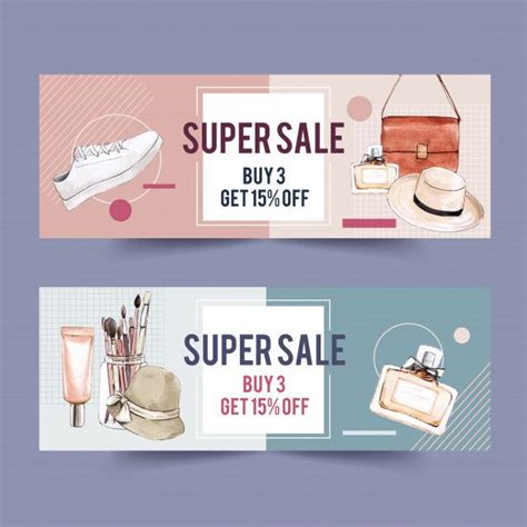 Free Vector Fashion Banner Design With Accessories And Cosmetics
