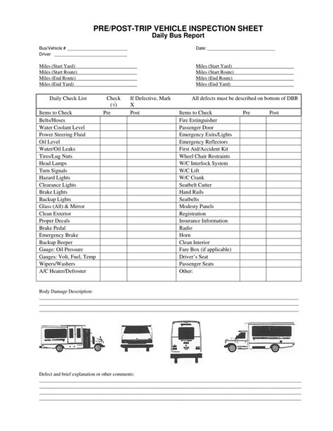 Pre Trip Inspection Free Printable Driver Vehicle Inspection Report
