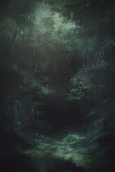 Art Dense Green Forest In The Moonlight Dark Green Aesthetic Dark