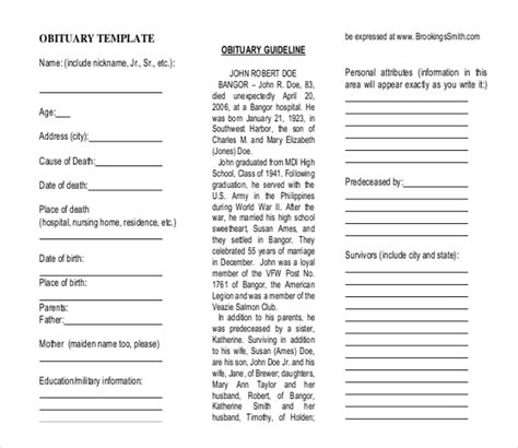 11 Obituary Writing Template Free Sample Example Format Download