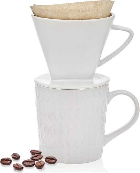 Godinger Pour Over Coffee Maker Dripper And Coffee Mug Brew Set Bone China 14oz Amazonca Home