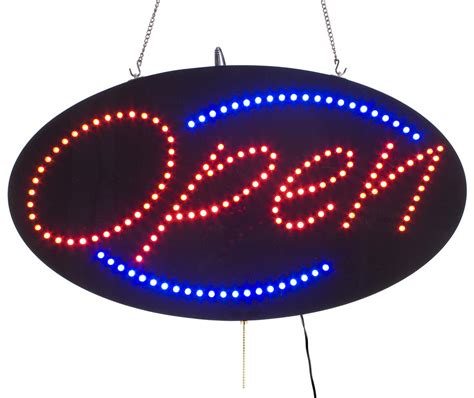 Oval Led Open Sign Red And Blue Lighting