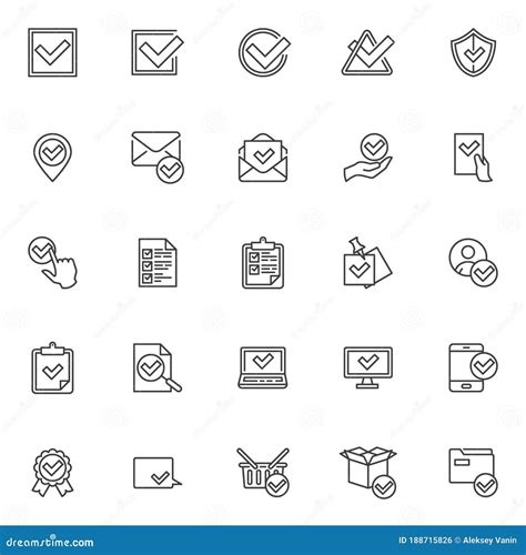 Confirmation Approval Line Icons Set Stock Vector Illustration Of Confirmation Logo 188715826
