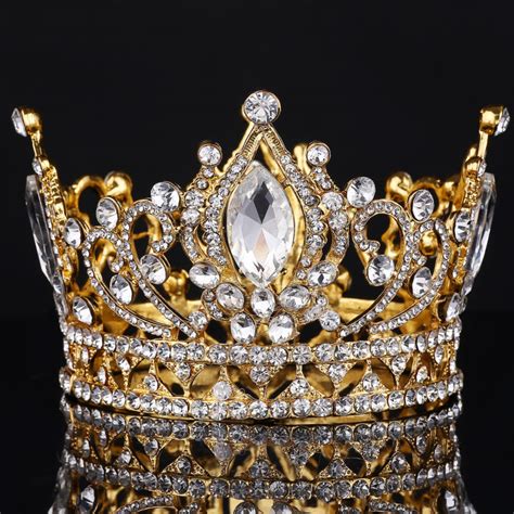 Grande Europeo Reale Corona Doro Con Strass Crown Tiara Super Grande