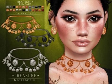 Blahberry Pancake Treasure Necklace V1 The Sims 4 Sims 4 Mesh