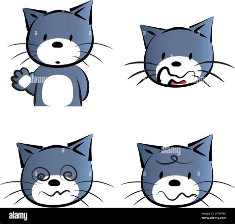 Cartoon Cat Emoji Set Stock Photo Alamy