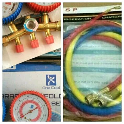 Jual Double Manifold R22 R32 R410a Dapat Selang R22 3 Pcs ONE COOL