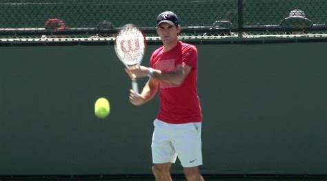 As you can see in the picture above, the forehand open stance is executed when both feet are horizontally aligned. Roger Federer Forehand and Backhand Full Motion