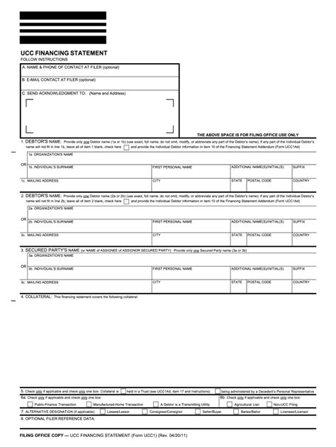 Ucc Financing Statement Form Ucc1 Instructions Dochub