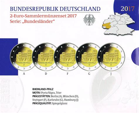 Germany 2 Euro Coins Set 2017 Rhineland Palatinate Porta Nigra In