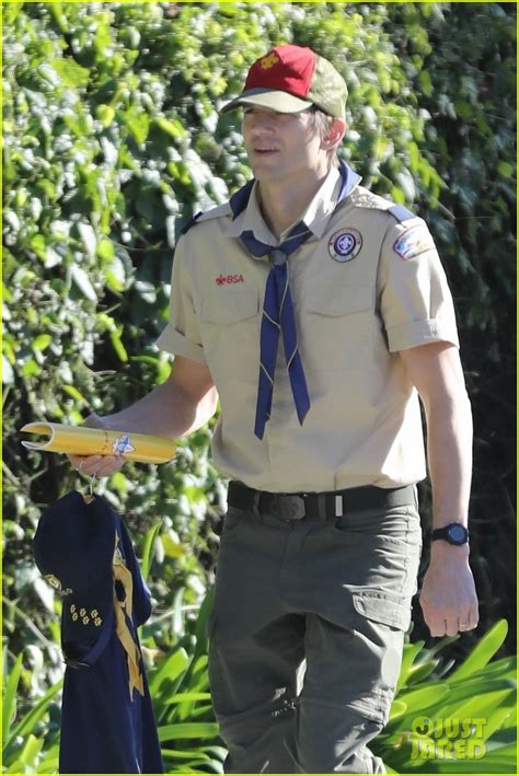 Ashton Kutcher Wears His Boy Scouts Troop Leader Uniform Out In La