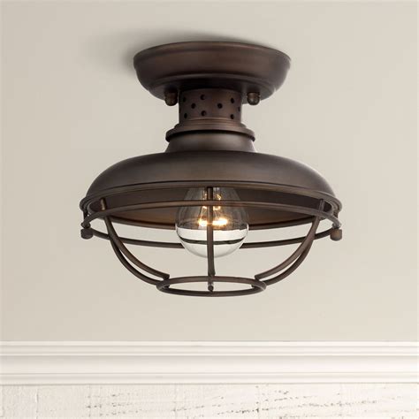 Franklin Iron Works Rustic Semi Flush Mount Outdoor Ceiling Light