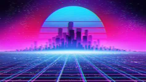 Colorful Synthwave Cityscape Moon Sky Vaporwave Hd Vaporwave Wallpapers