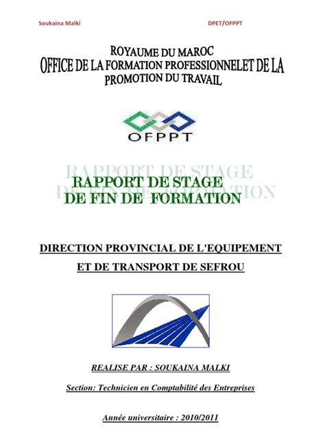 TÉlÉcharger Rapport De Stage Ofppt Doc