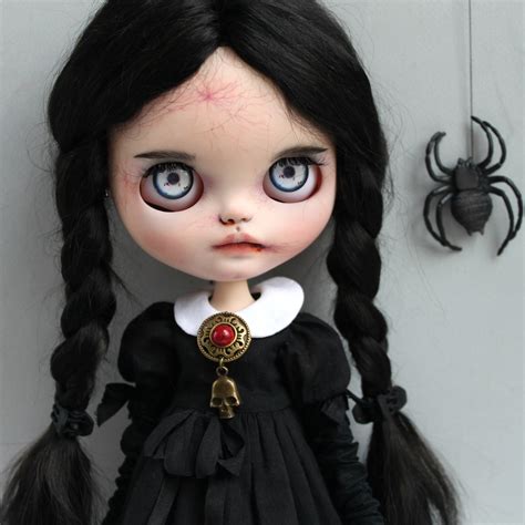 sold blythe custom doll wednesday addams halloween t etsy