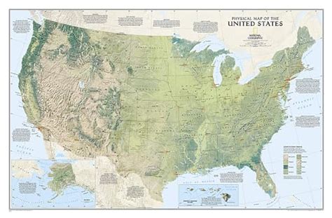 United States Physical Wall Maps Us By National Geographic Maps As