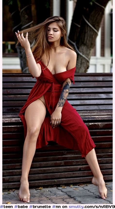 Teen Babe Brunette Nn Reddress Outdoor Undressing Cleavage
