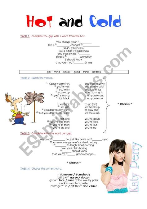 Song Hot And Cold Katy Perry Esl Worksheet By Cyn