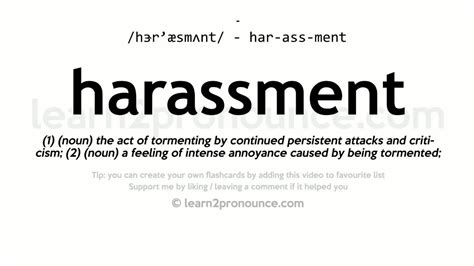 Pronunciation Of Harassment Definition Of Harassment Youtube