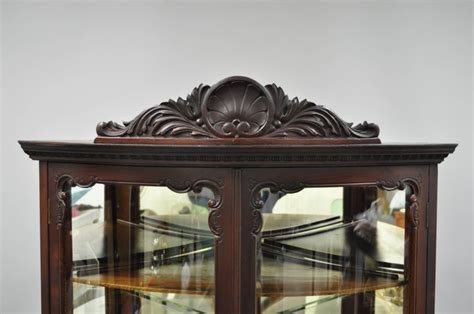 3393 corner curio cabinet in cherry by coaster co. Antique Mahogany Victorian Bow Front Glass Corner Curio ...