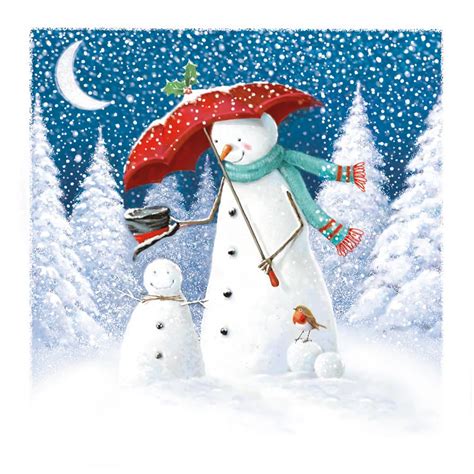 Ling Design Happy Snowman Christmas Cards Pack Of 12 Boxed Cards